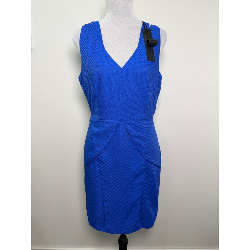 C. Luce Royal Blue Textured Cutout‎ Back V-Neck Sheath Dress NWT LD10413 Medium